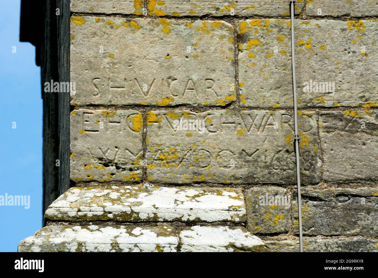 Schreiben aus dem 17. Jahrhundert über die St. Michael`s Church, Budbrooke, Warwickshire, England, Großbritannien Stockfoto